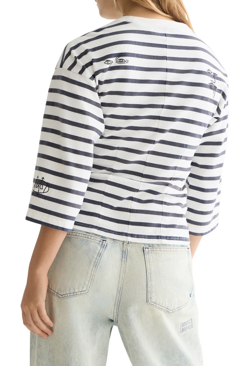 x Basquiat Breton Stripe Belted T-Shirt, Alternate, color, BLUE WHITE STRIPE
