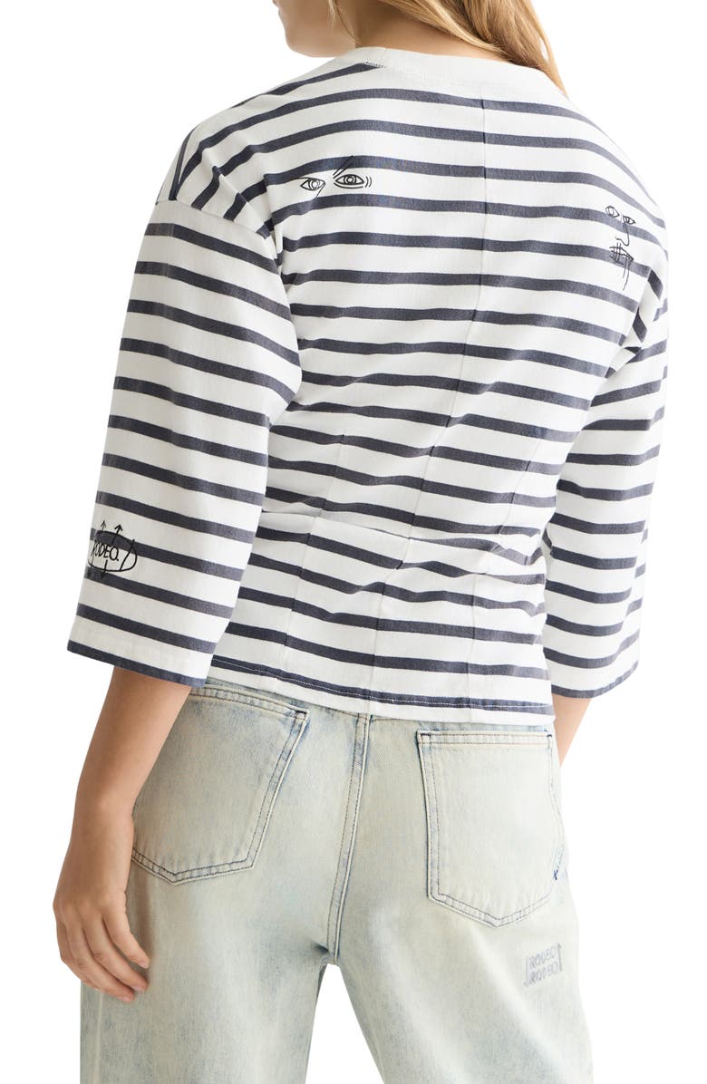 Scotch 
Soda x Basquiat Breton Stripe Belted T-Shirt, Alternate, color, Blue White Stripe