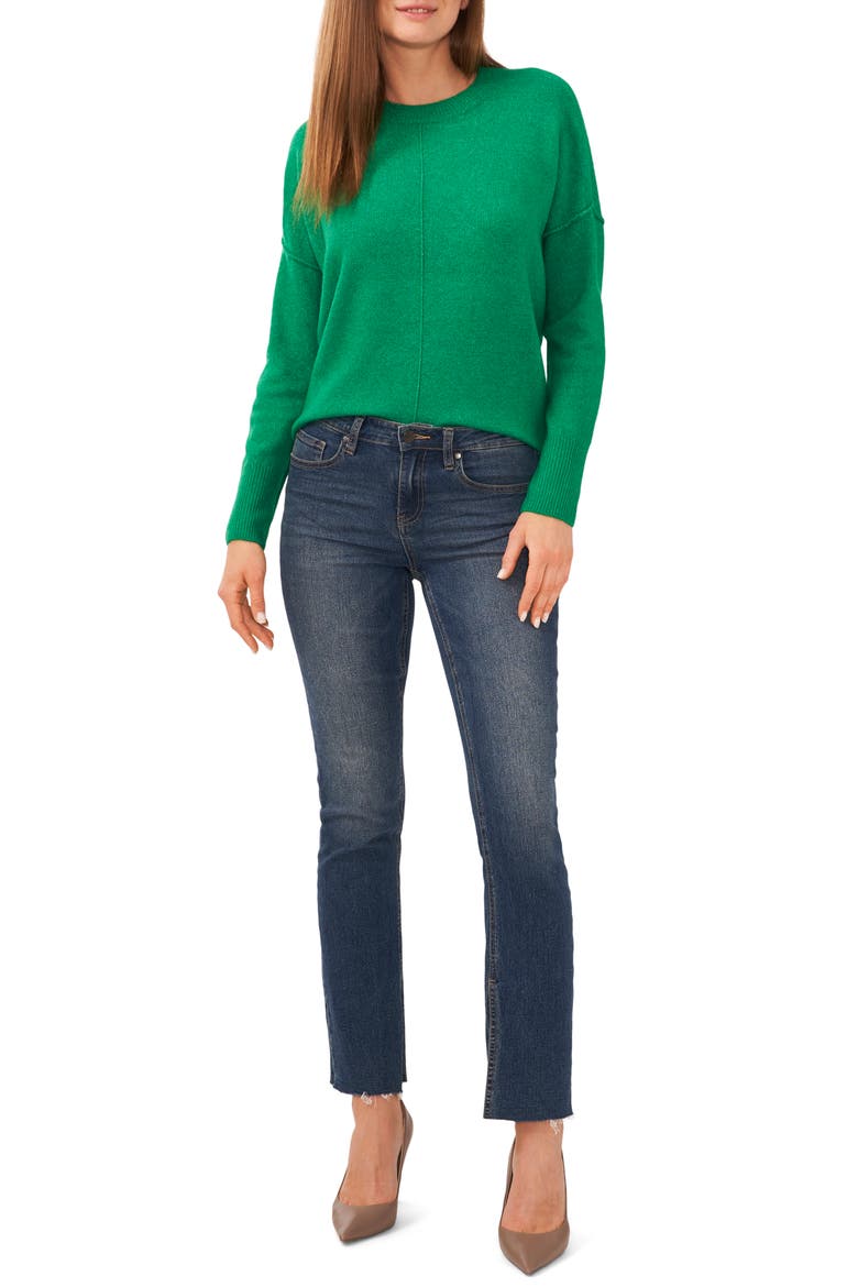 Exposed Seam Crewneck Sweater, Alternate, color, ELECTRIC GREEN