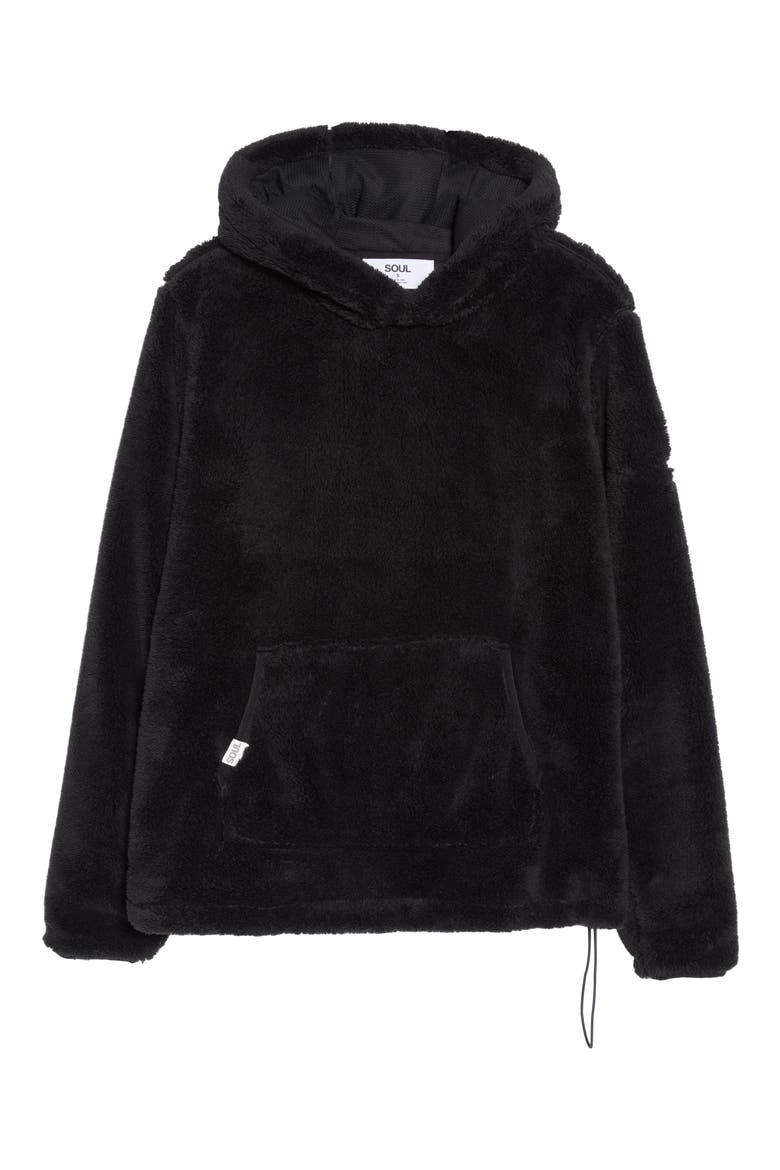Reversible Faux Shearling Hoodie, Alternate, color, BLACK