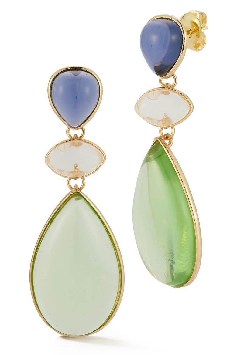 Mixed CZ Drop Earrings, Main, color, GOLD MULTI