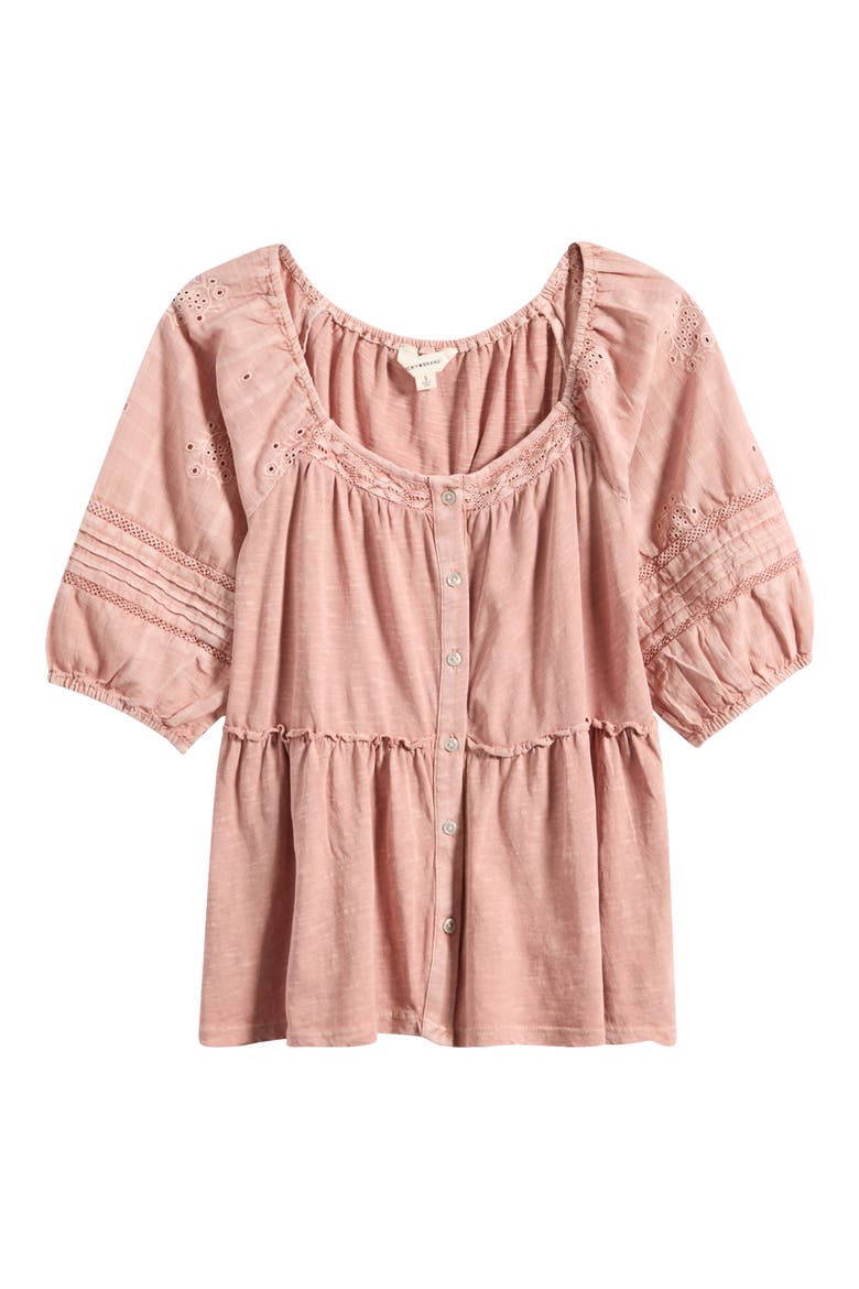 Jersey Babydoll Top, Alternate, color, PEACH BEIGE