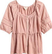 Lucky Brand Jersey Babydoll Top