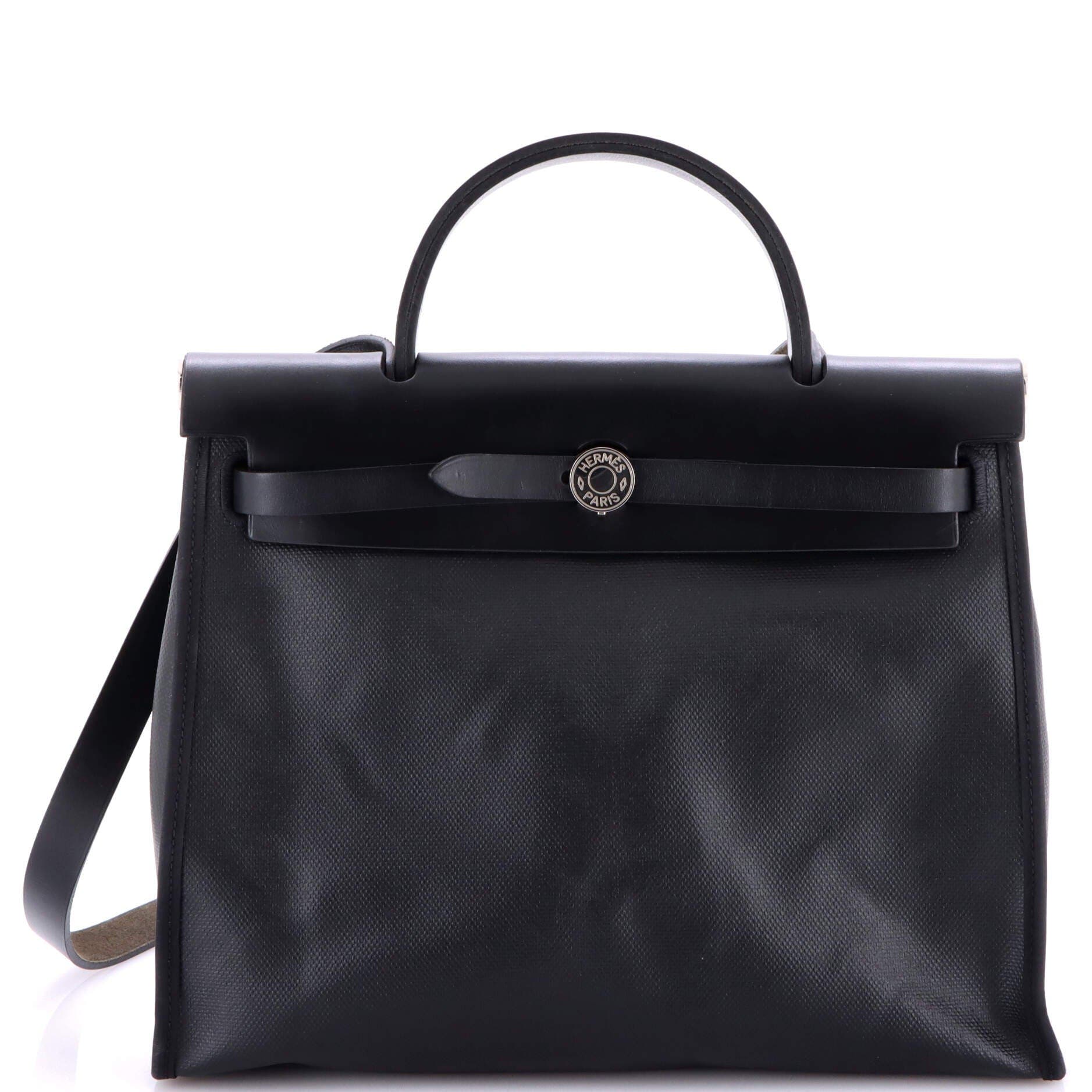 Pre-Owned Hermes Herbag Zip Berline Vache Canvas and Leather 31, Main, color, 