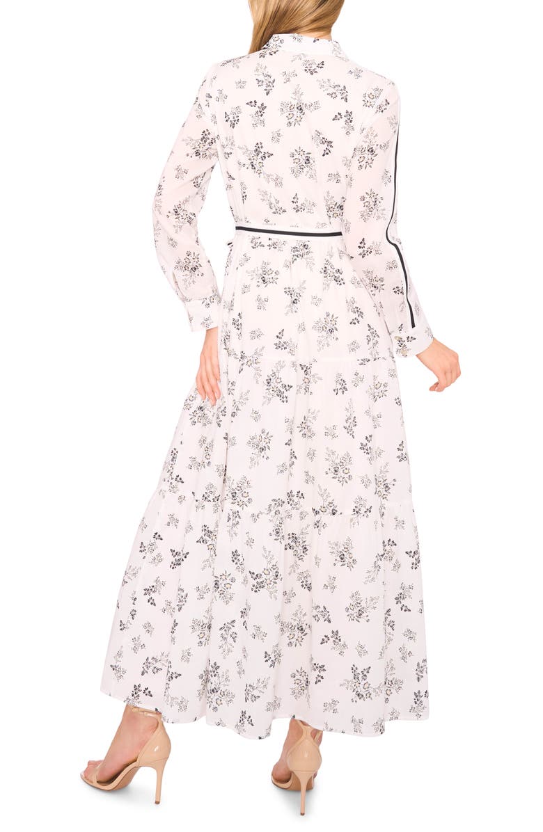 CeCe Floral Long Sleeve Cotton Maxi Shirtdress, Alternate, color, New Ivory