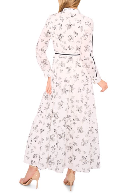 Cece Floral Long Sleeve Cotton Maxi Shirtdress In Pink