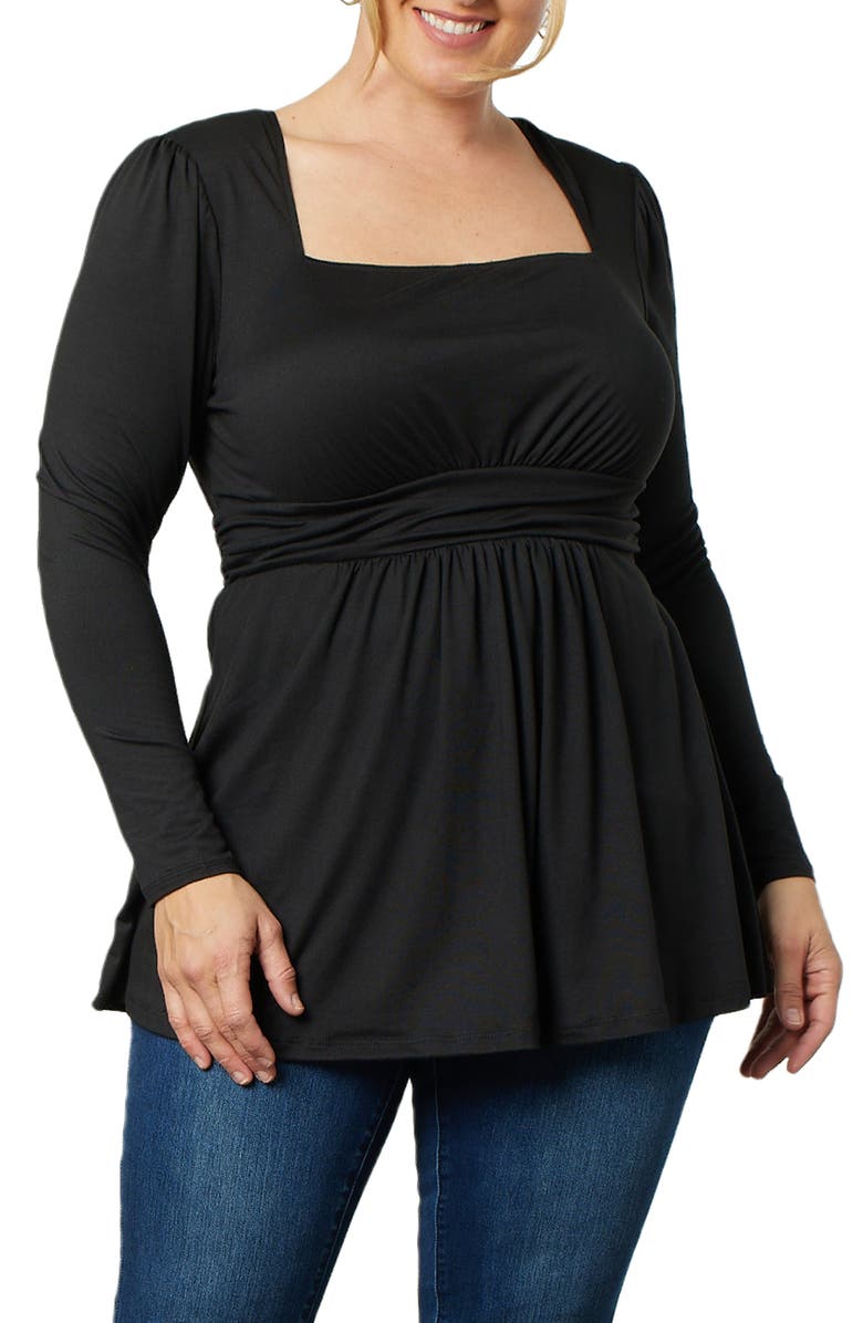 Kiyonna Delilah Pleated Peplum Top, Main, color, 