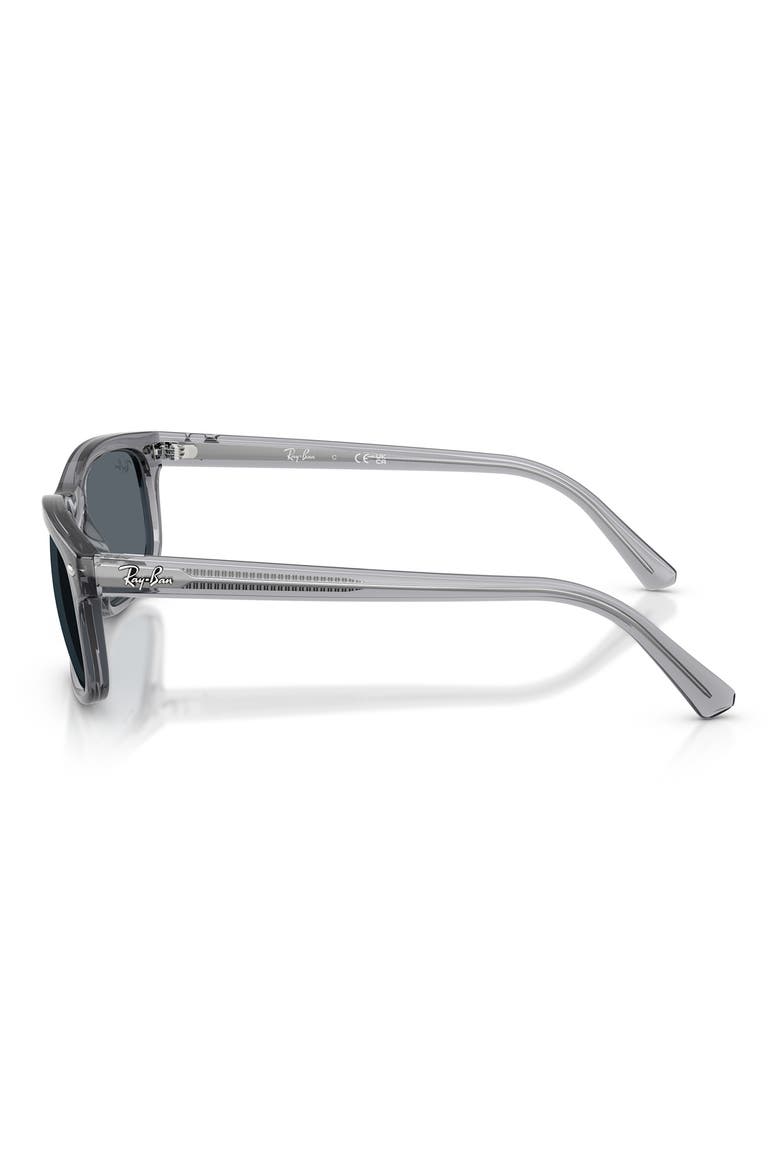 60mm Rectangle Sunglasses, Alternate, color, TRANSPARENT GREY / BLUE