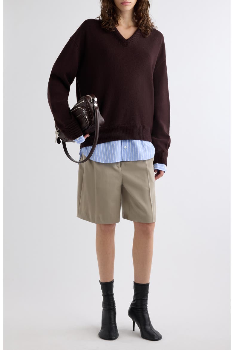 Karooniv Wool V-Neck Sweater, Alternate, color, DARK BROWN