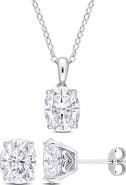 DELMAR Dew Oval Lab Created Moissanite Stud Earrings & Pendant Necklace Set