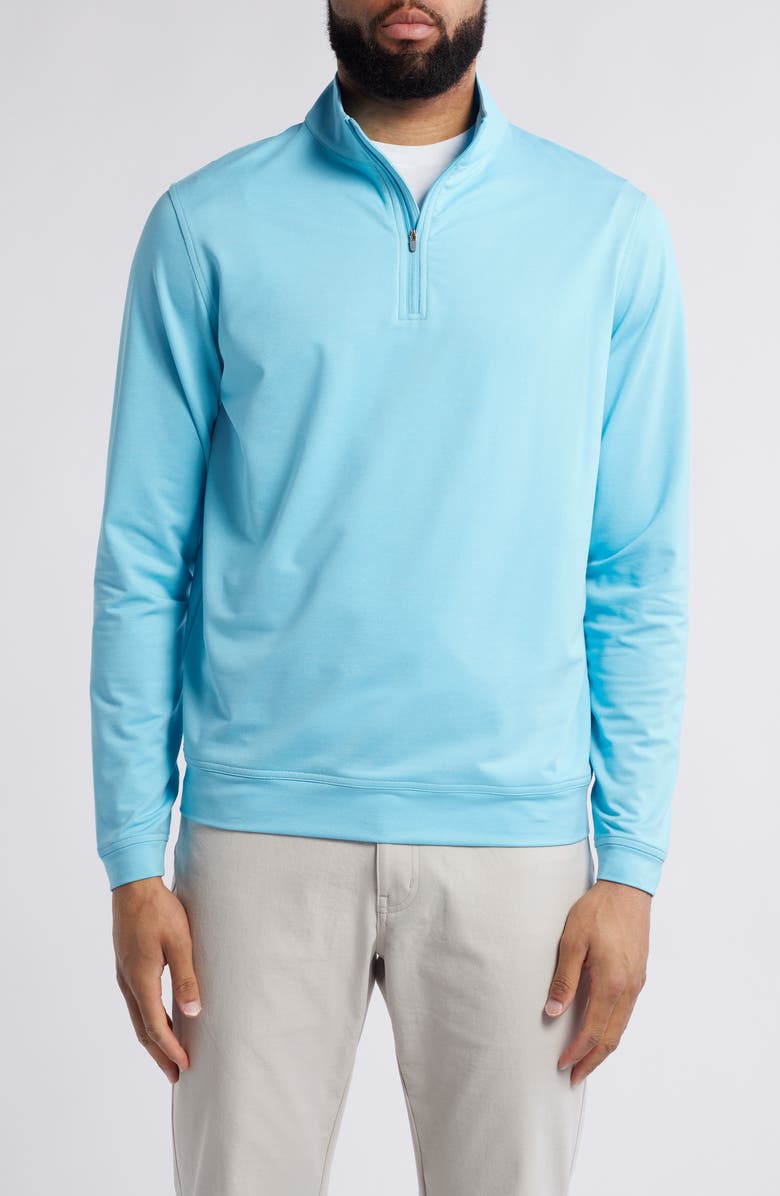 Peter Millar Perth Mélange Performance Quarter Zip Pullover, Main, color, Maya Blue