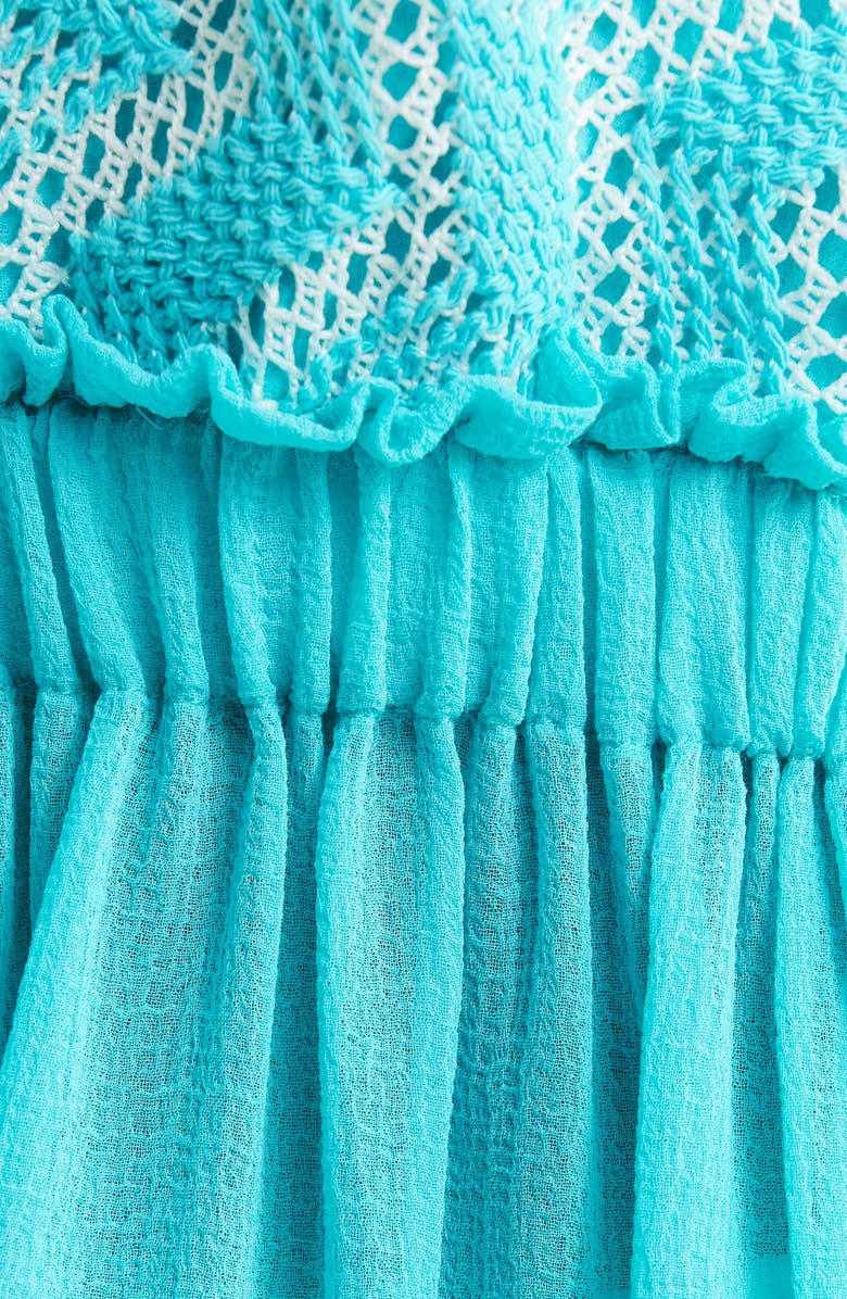Ramy Brook Kerry Cover-Up Minidress, Alternate, color, Beach Blue W/ White