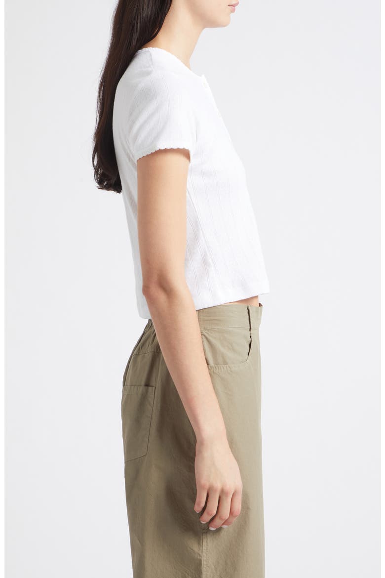 Short Sleeve Cotton Pointelle Cardigan, Alternate, color, WHITE