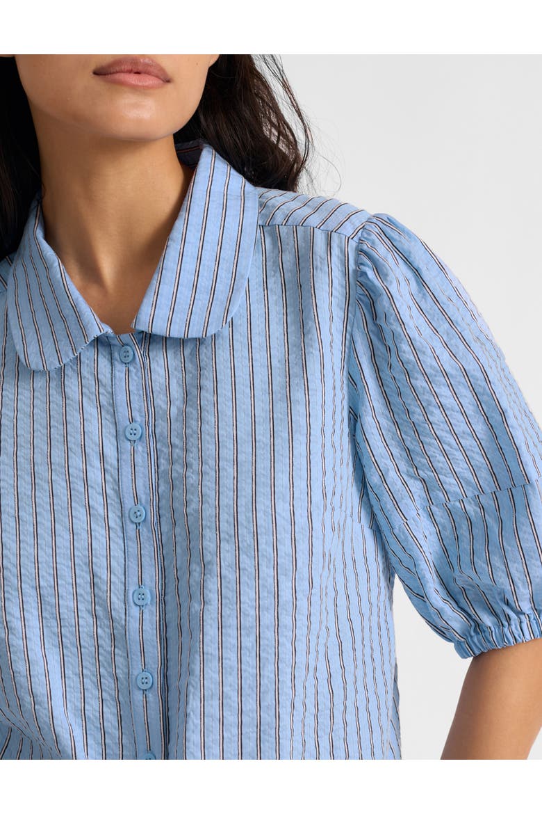 Stripe Short Sleeve Blouse, Alternate, color, Blue