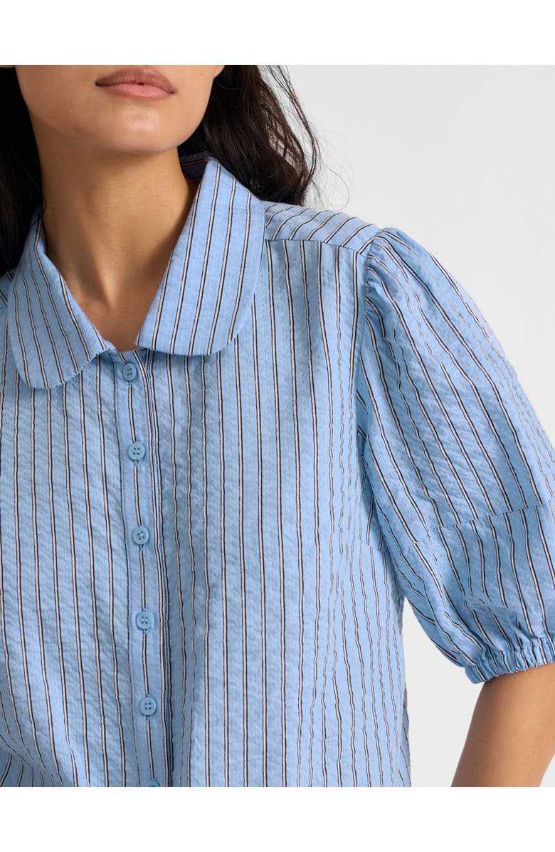 Albaray Stripe Short Sleeve Blouse, Alternate, color, Blue