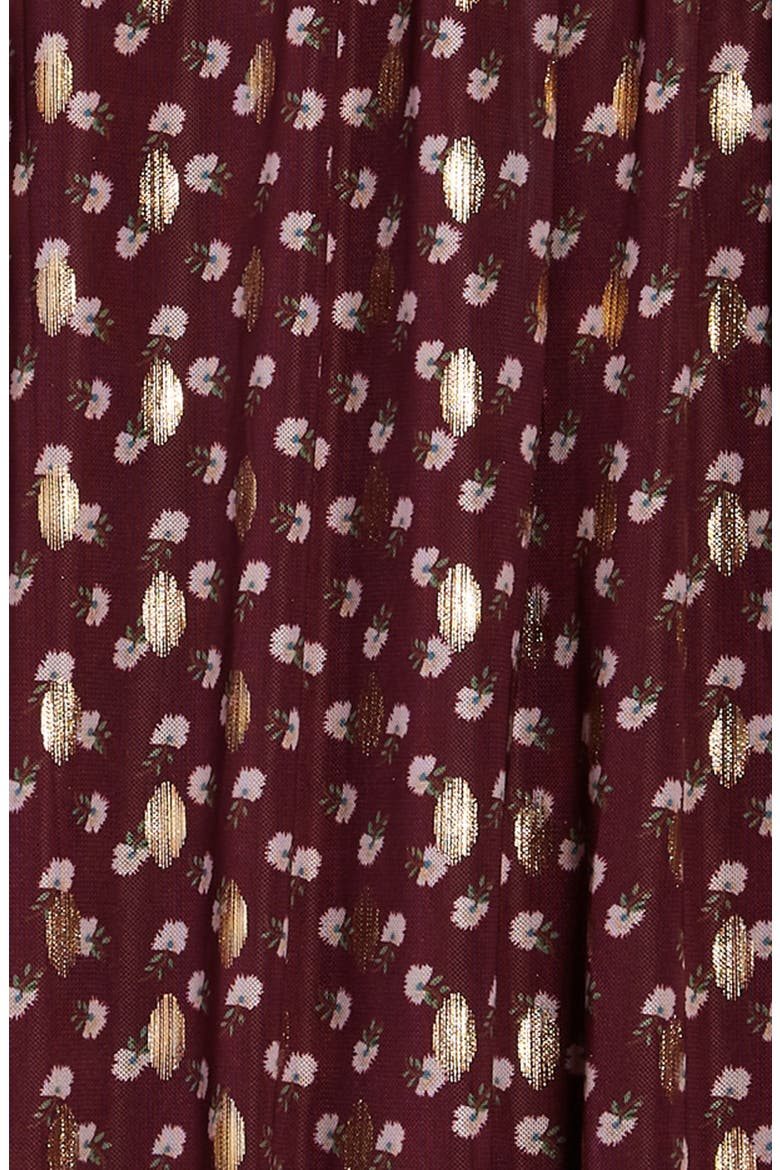 Kids' Ruffle Sleeve Smocked Maxi Dress, Alternate, color, BURGUNDY