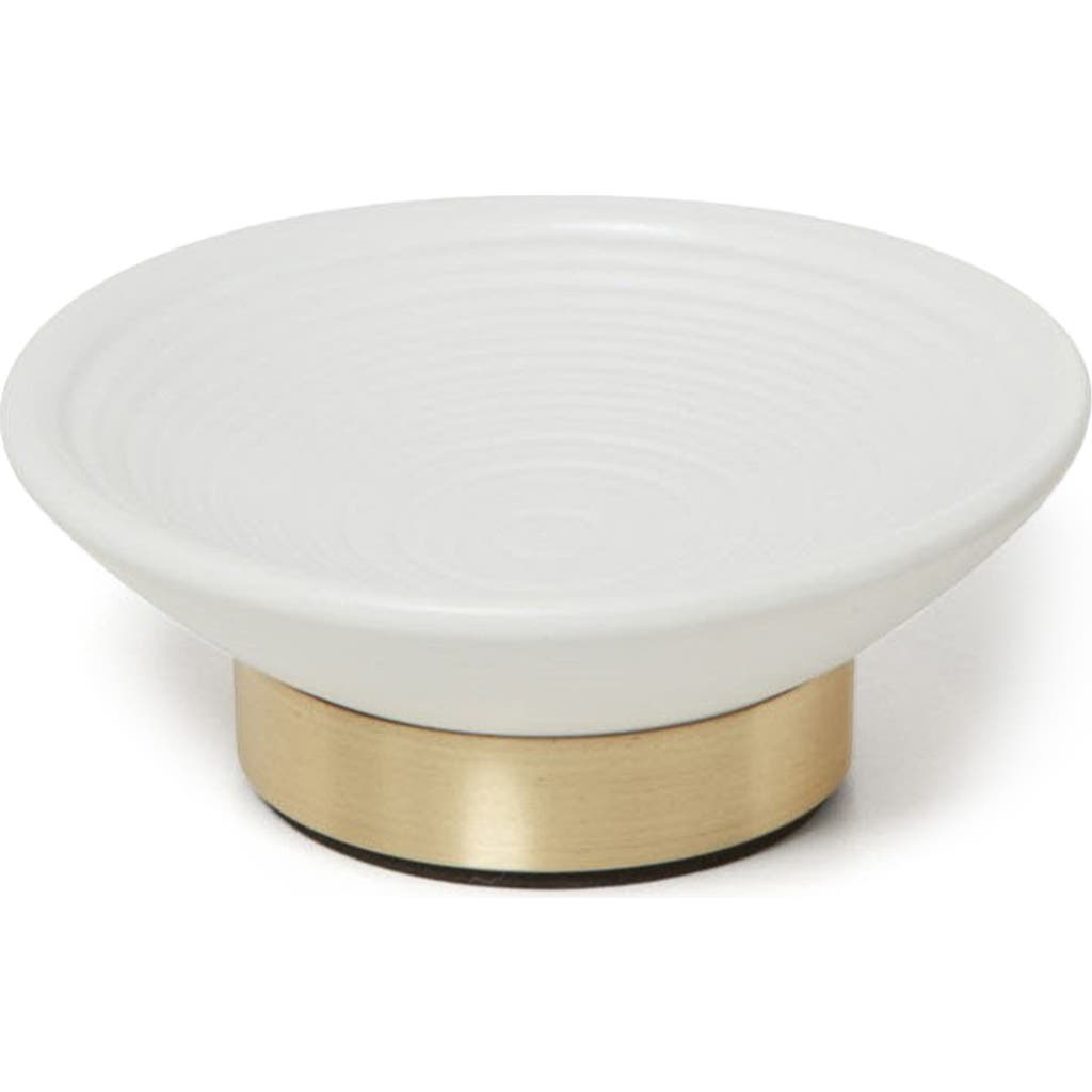 Roselli Trading Company Dubai Brass Trim Soap Dish In White