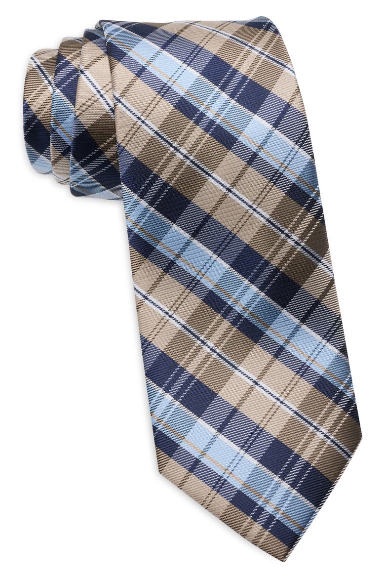 Costa Plaid Tie, Main, color, TAUPE