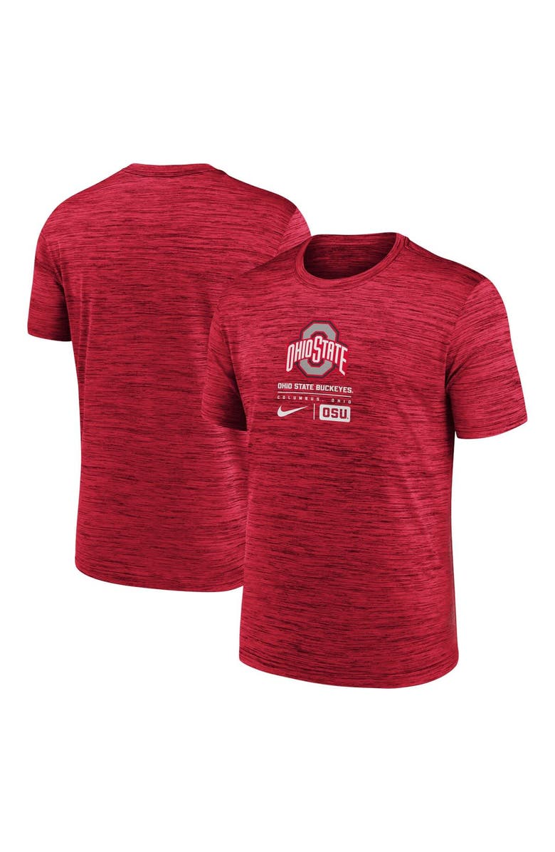 Nike Men's Nike Scarlet Ohio State Buckeyes Campus Center Block Velocity Performance T-Shirt, Main, color, Scarlet