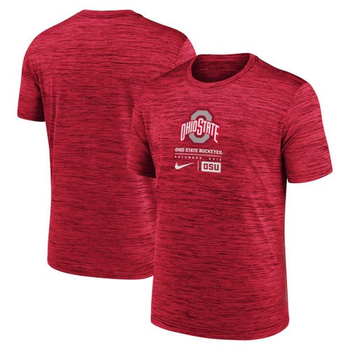Nike Scarlet Ohio State Buckeyes Campus Center Block Velocity Performance T-shirt In Red