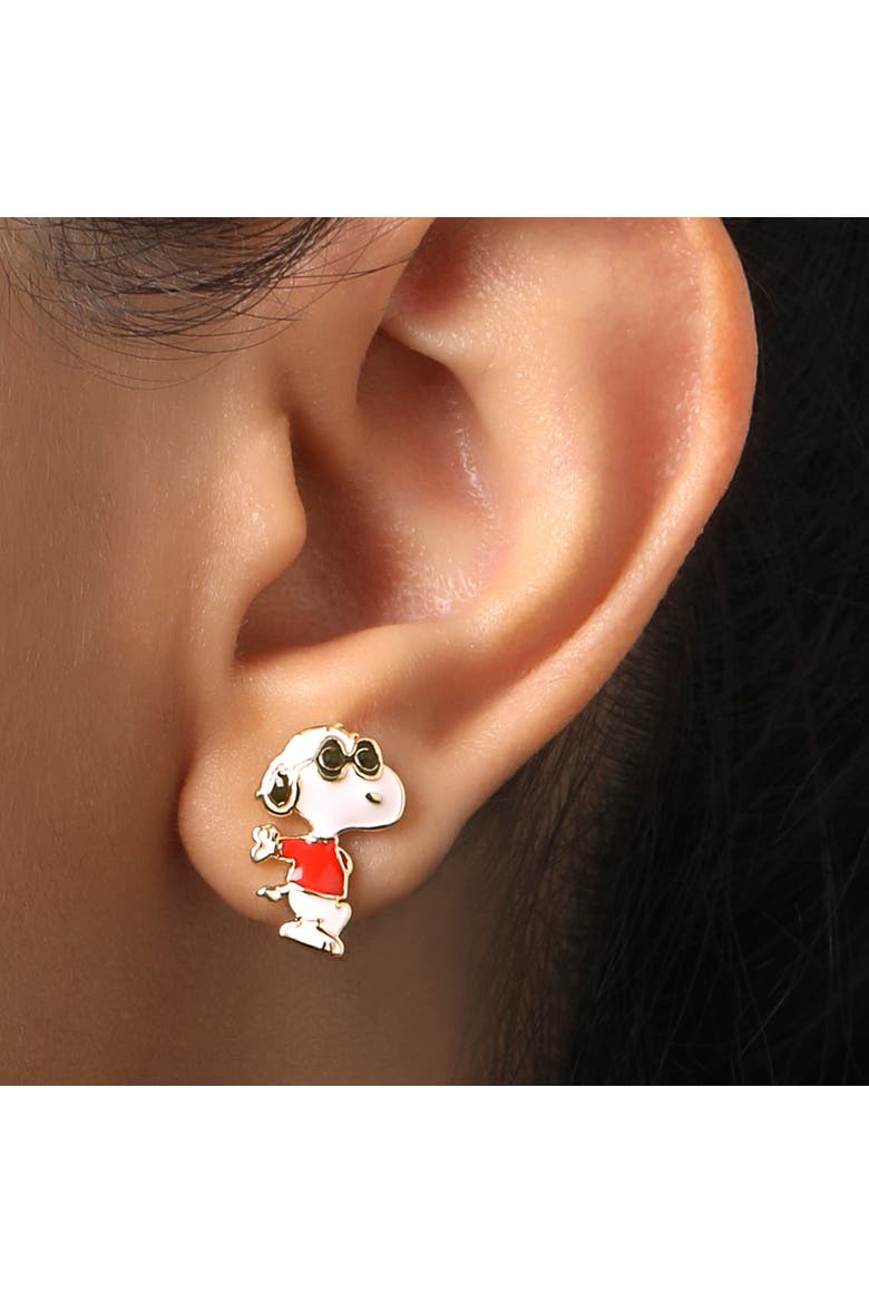 Woodstock and Snoopy Earrings 2 Pairs, 18k Gold Flash Plated, Alternate, color, Gold
