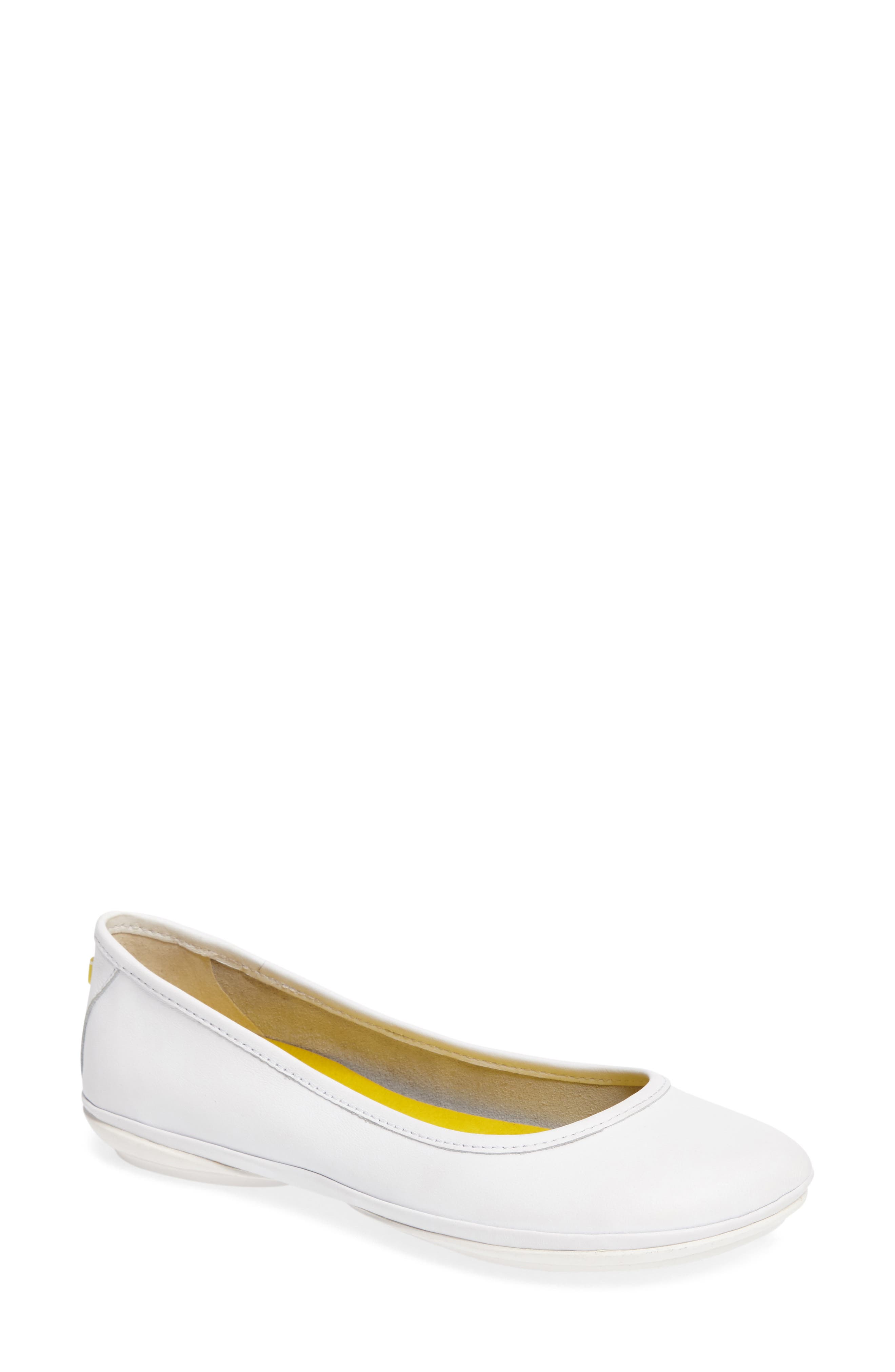 Right Nina Ballet Flat, Main, color, WHITE LEATHER