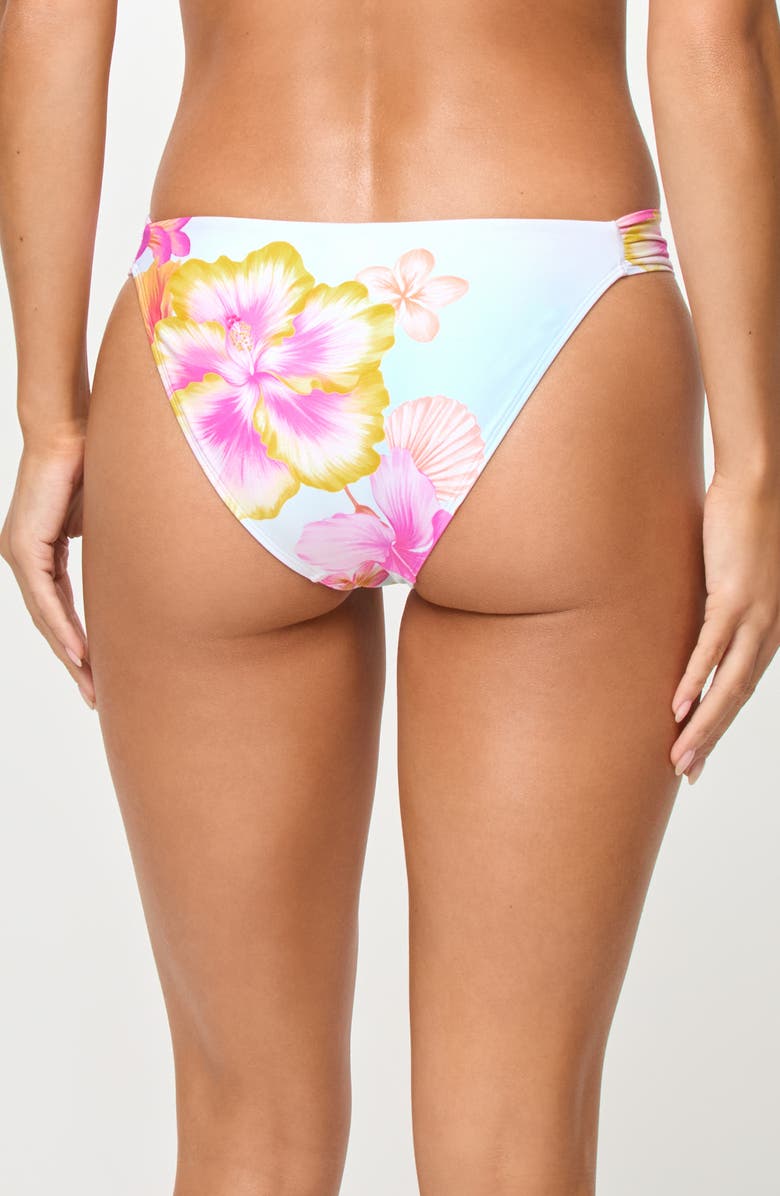 LSPACE Dolce Gingham Seersucker Full Coverage Bikini Bottoms, Alternate, color, Hibiscus And Plumerias Oh My