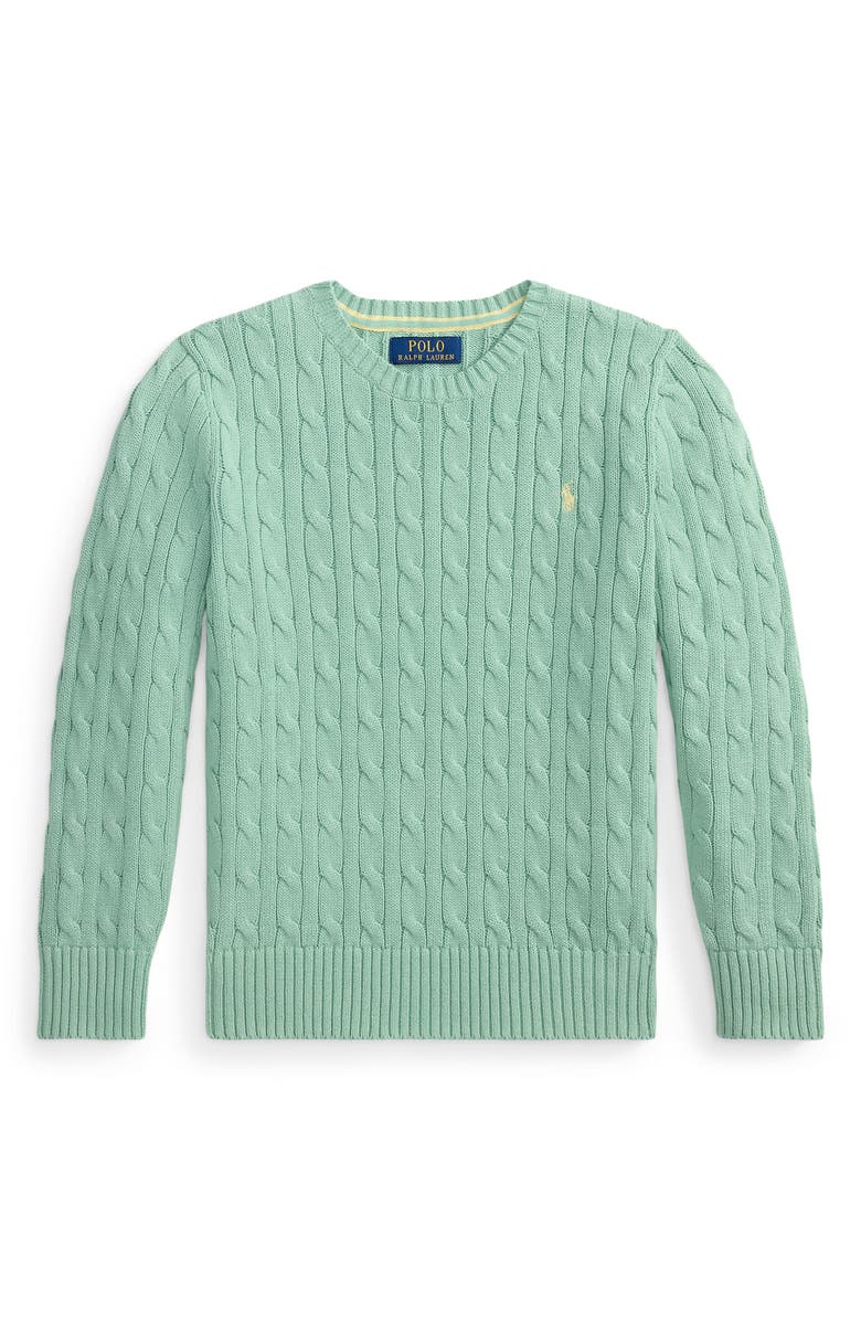 Polo Ralph Lauren Kids' Cable Stitch Sweater, Main, color, Celadon