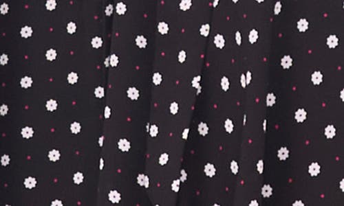 Cece Flower Print Long Sleeve Shirtdress In Black