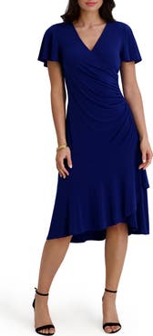 Kensie Short Sleeve Faux Wrap Midi Dress