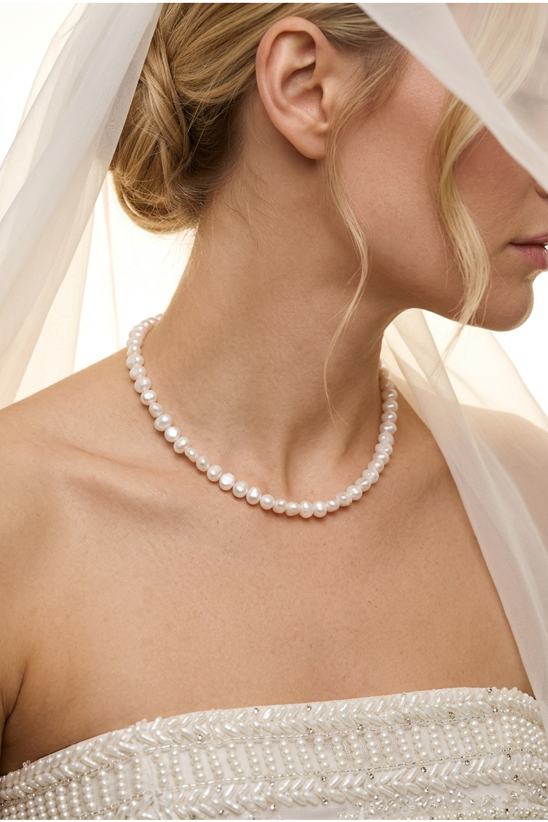 Freshwater Pearl Silver Plated Necklace And Earring Set, Alternate, color, Silver Plated / White Pearl