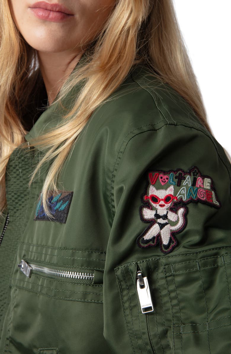 Zadig & Voltaire Bolid Logo Patch Flight Jacket, Alternate, color,
