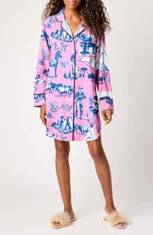 Katie Kime Marfa Toile Cotton Blend Sleep Shirt
