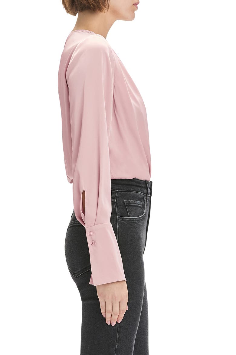 Surplice Long Sleeve Satin Bodysuit, Alternate, color, WHIMSICAL ROSE