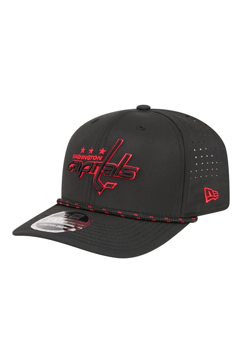 Men's New Era  Black Washington Capitals Sport Vented 9SEVENTY Rope Adjustable Hat, Main, color, Black