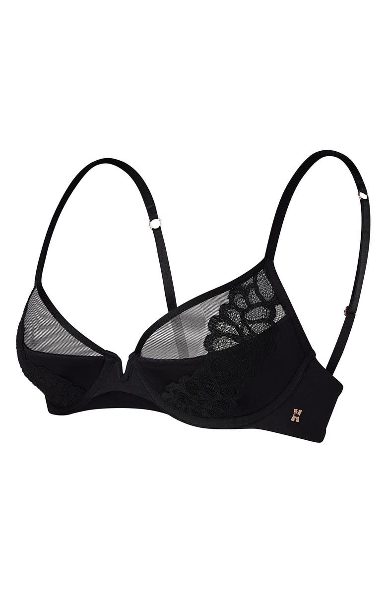 SAVAGE X FENTY Savage Not Sorry Half Cup Plunge Bra, Alternate, color, Black Caviar