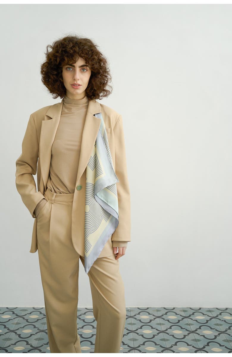 Lost Pattern "Linear Language" Silk Bandana Scarf, Alternate, color, Light Blue