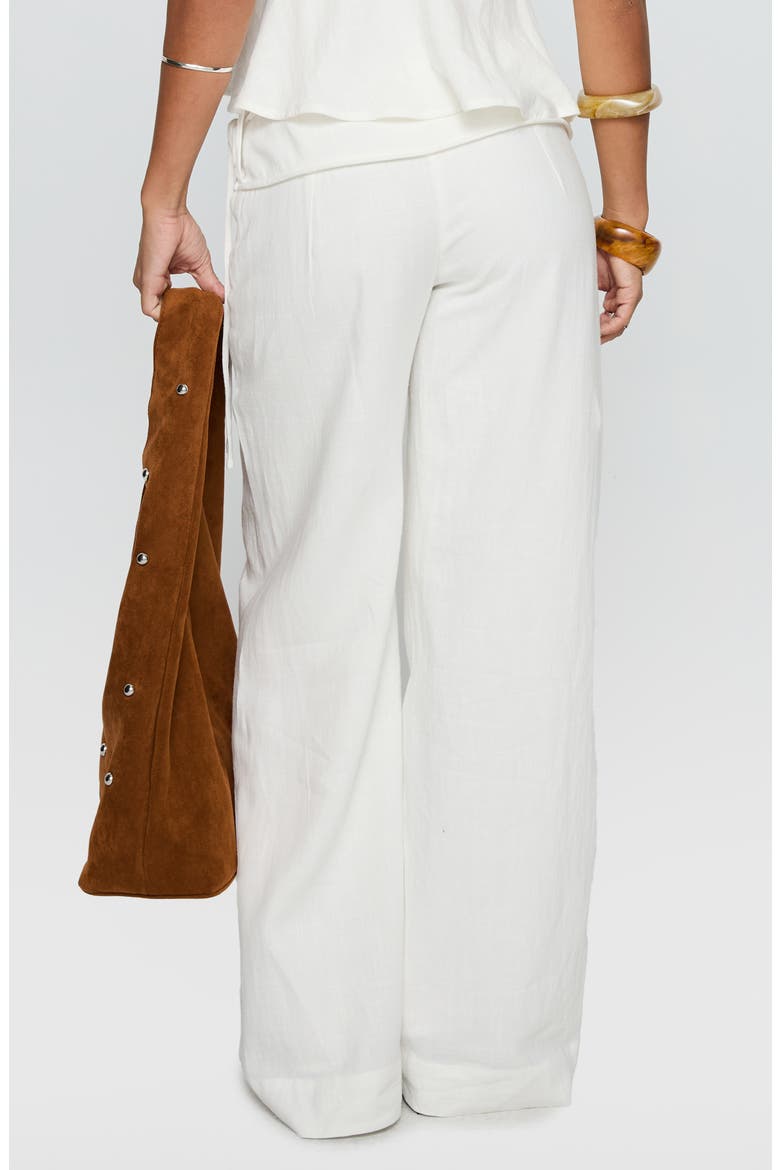 Silver Moon Tie Waist Linen Blend Pants, Alternate, color, WHITE