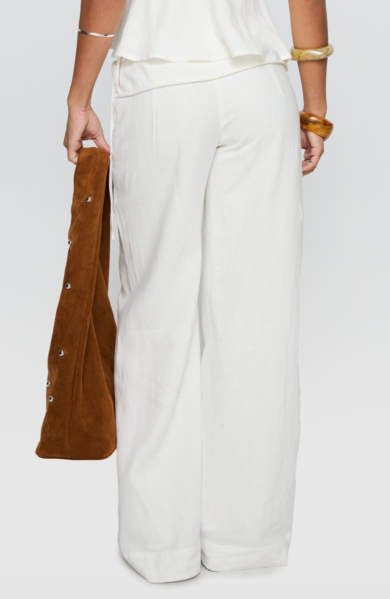 Princess Polly Silver Moon Tie Waist Linen Blend Pants, Alternate, color, White