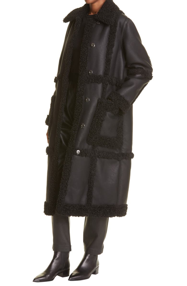 Stand Studio Patrice Faux Leather Coat with Faux Shearling Trim, Alternate, color, 