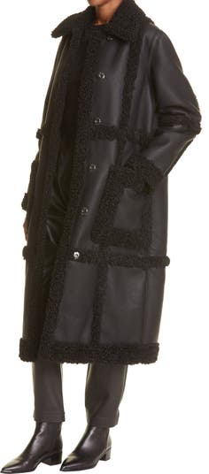 Stand Studio Patrice Faux Leather Coat with Faux Shearling