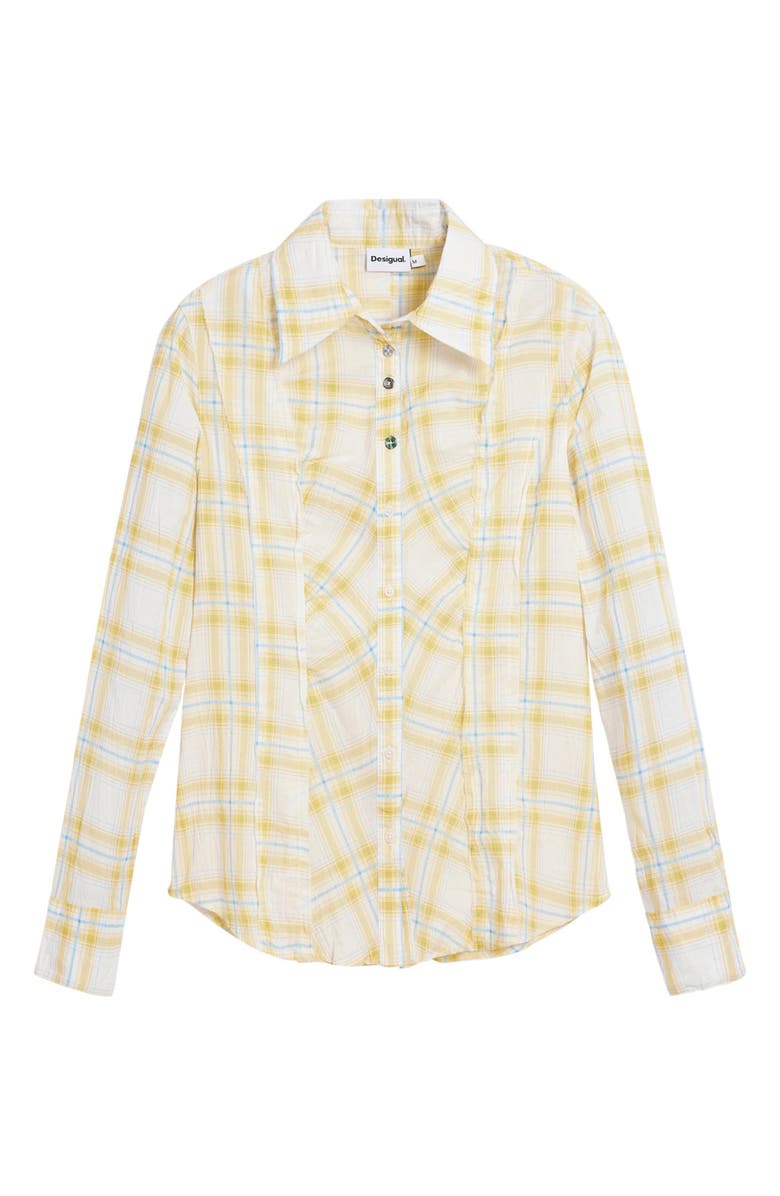 Desigual Plaid Woven Shirt, Alternate, color, Yellow