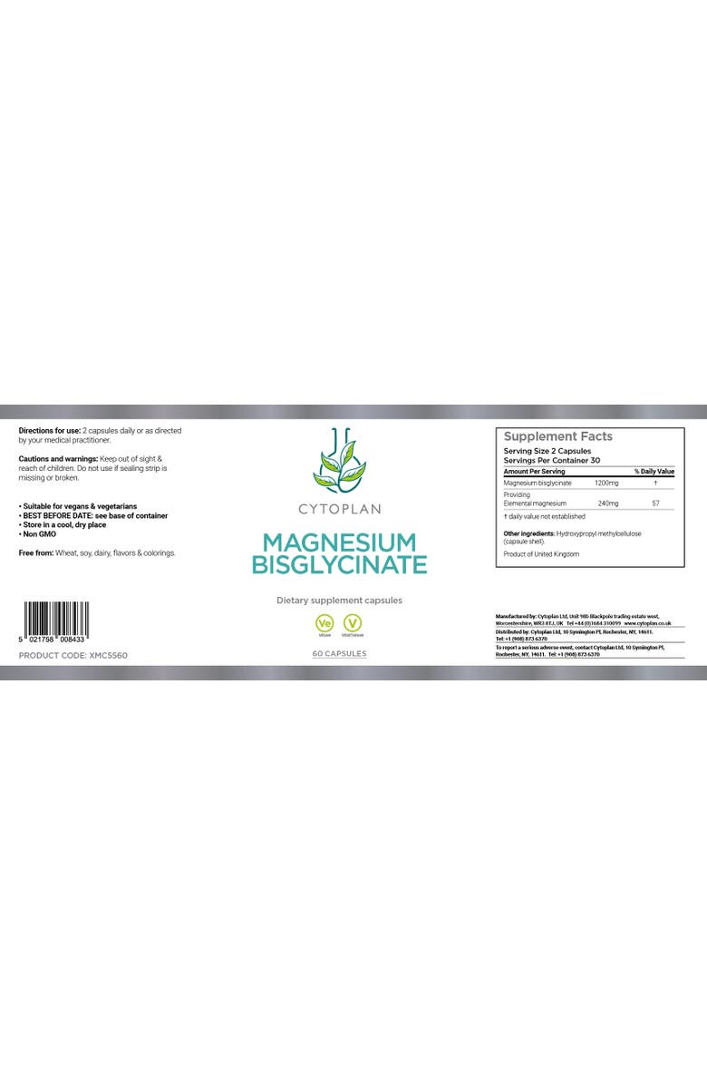 Cytoplan Magnesium Bisglycinate 60 (caps) USA, Alternate, color, NO COLOR