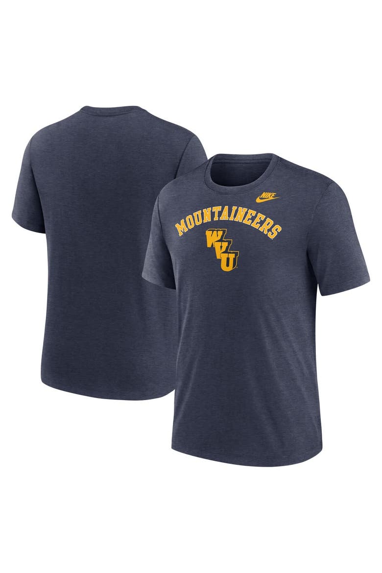 Men's Nike Heather Navy West Virginia Mountaineers Legacy Arch Tri-Blend T-Shirt, Alternate, color, Heather Navy