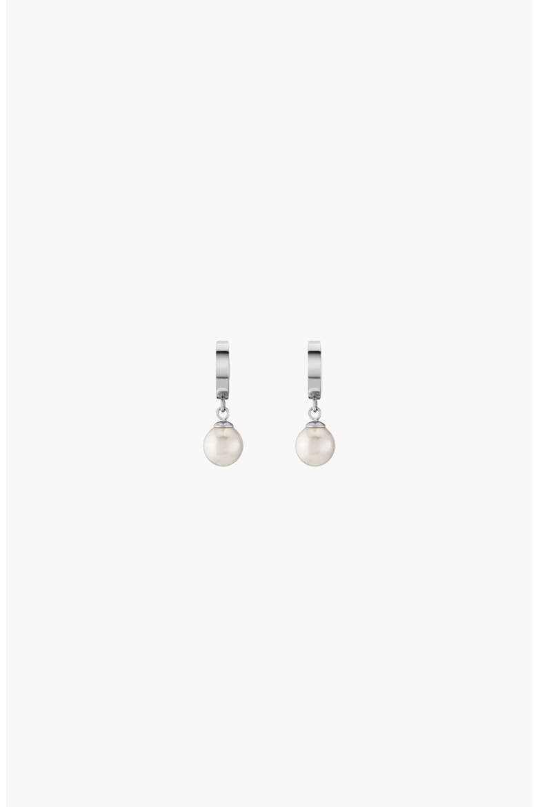 Unbreakable Pearl Huggie Earrings, Alternate, color, White