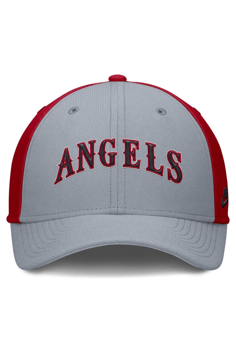 Men's Nike Gray/Red California Angels Rise Swoosh Performance Flex Hat, Alternate, color, Gray