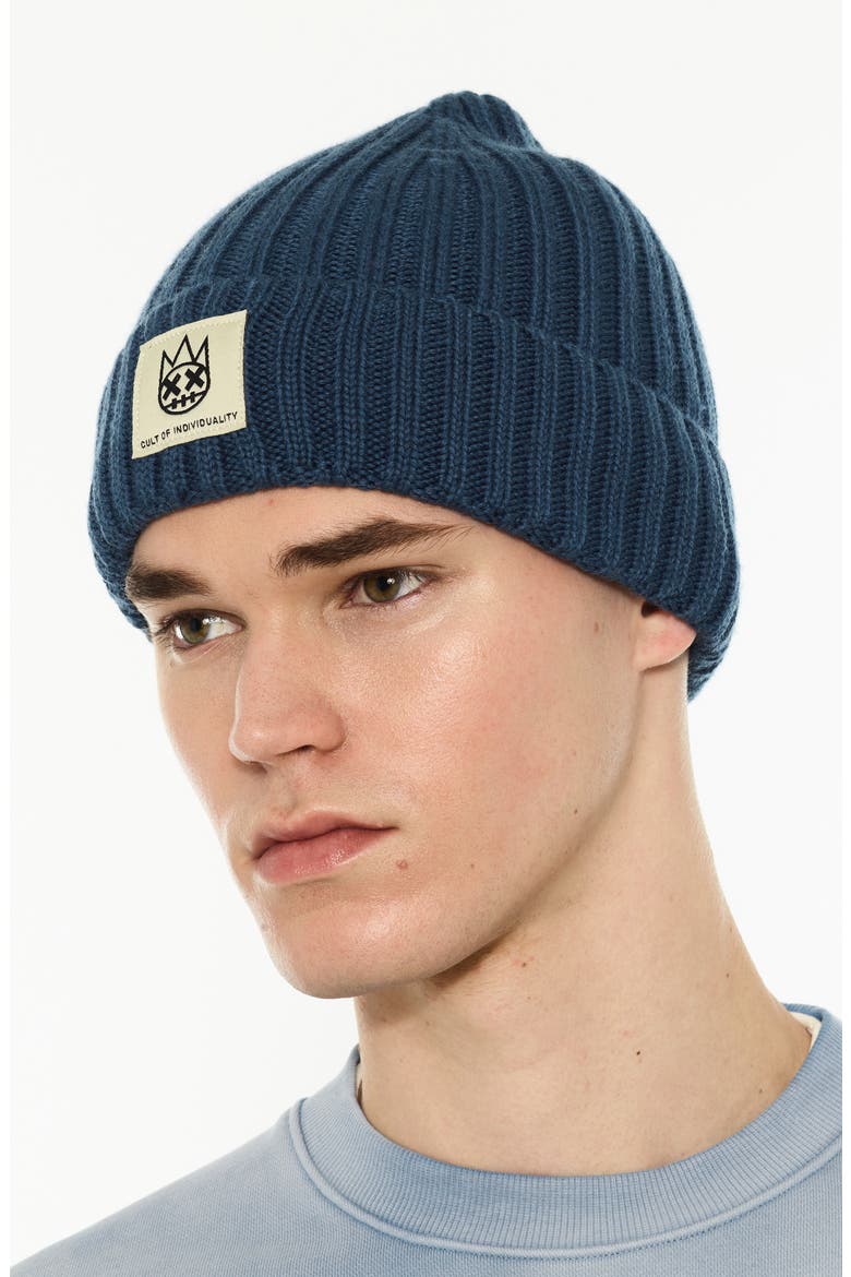 Rib Cuff Wool Blend Beanie, Alternate, color, BLUE STEEL