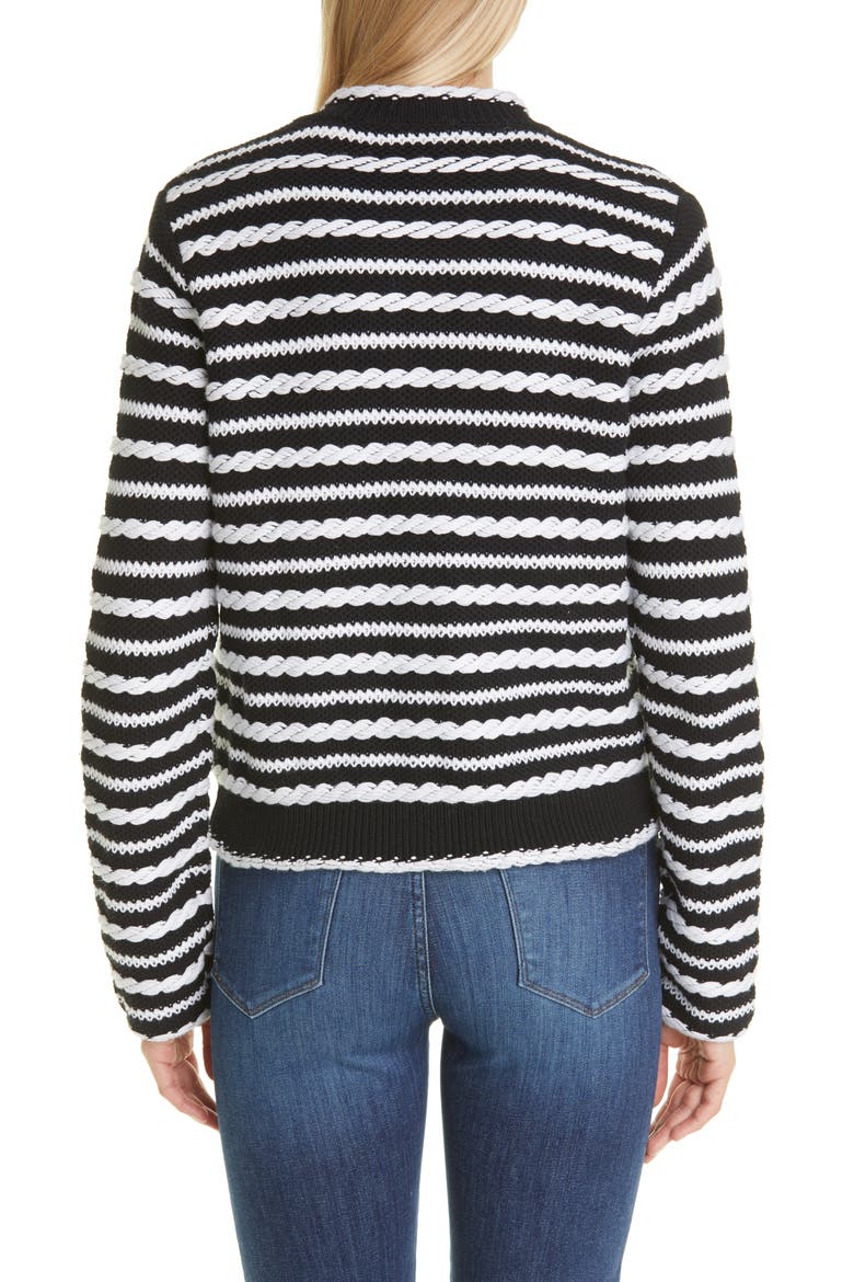 Braid Stripe Cardigan, Alternate, color, BLACK / CREAM