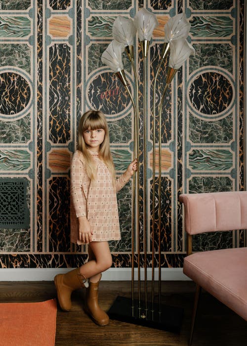 Ely's & Co. Cotton Floral Plaid Collection In Gold