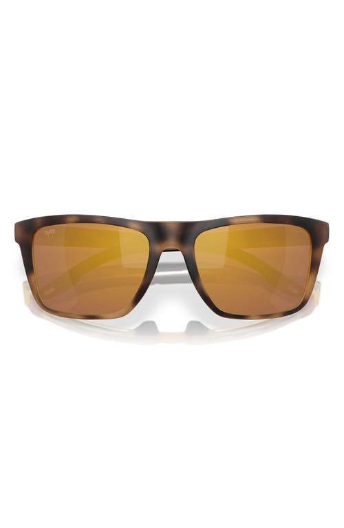 Costa Del Mar Mainsail 55mm Mirrored Polarized Rectangular Sunglasses In Matte Tortoise/gold 580g